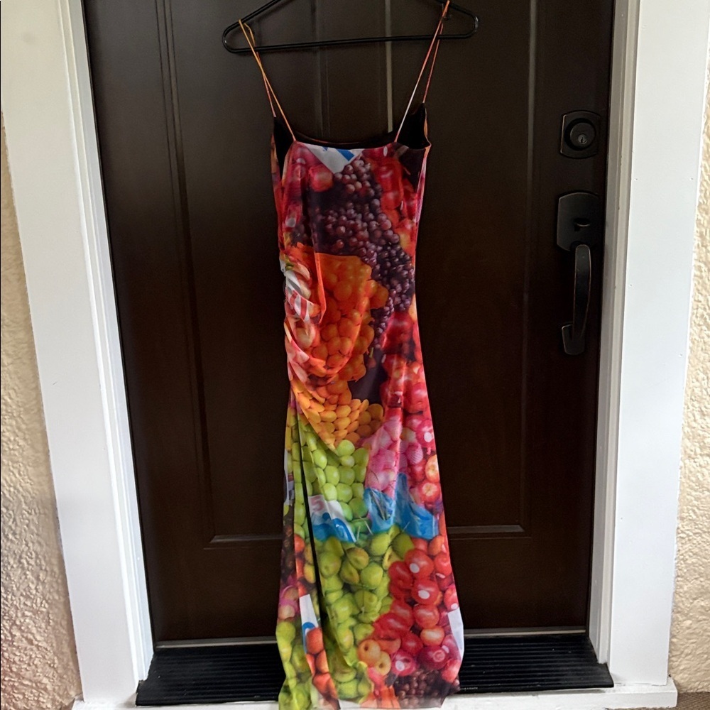NWT Zara Fruit Stand Mesh Midi /Maxi Dress Size Small - Picture 10 of 12